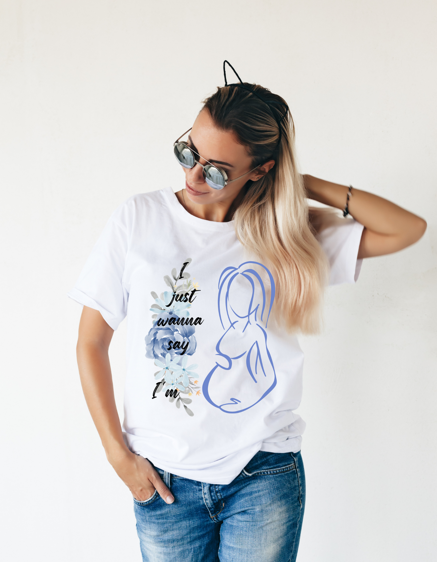 Surprise Pregnancy Announcement T-Shirt – Cute Floral Maternity Reveal Tee – Soft & Comfy Cotton